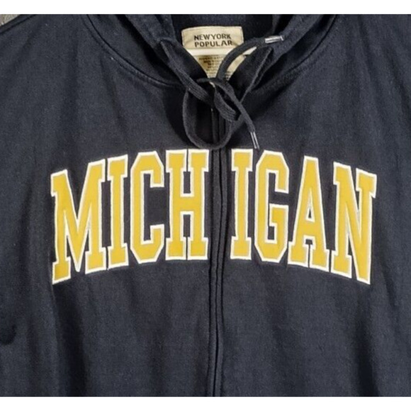 New York Popular Michigan Full Zip Hoodie Spellout Stitched Men’s XL - Picture 7 of 7